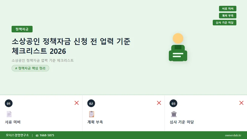 소상공인 정책자금 업력 기준 체크리스트