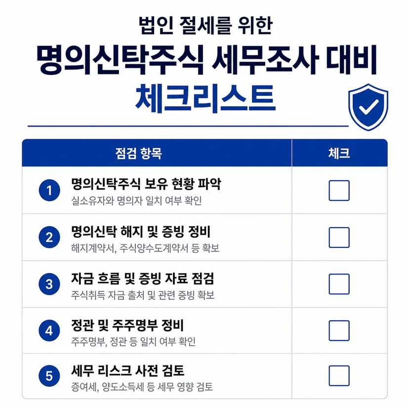 법인 절세 명의신탁주식 체크리스트