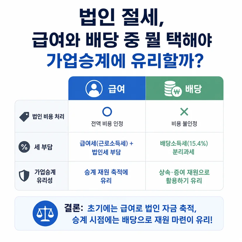 법인 절세 vs 급여 vs 배당