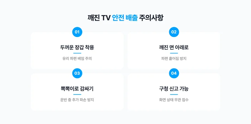 깨진 TV 안전 배출 주의사항