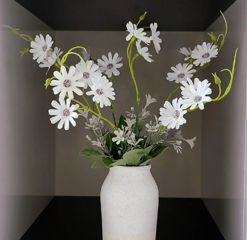 Decorative white flower arrangement in a ceramic vase (Listing ID : 3535)