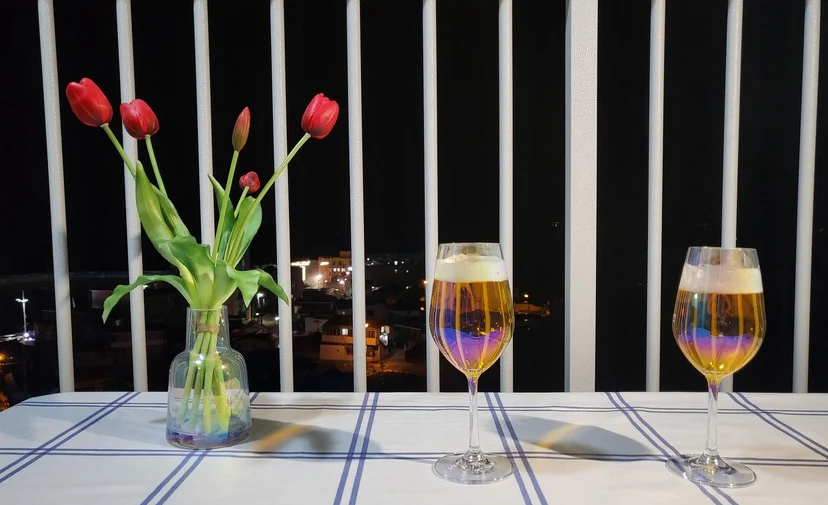 Evening drinks on the balcony table with night view (Listing ID : 3535)