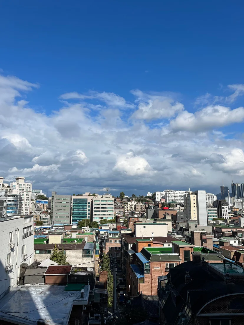 City view of low-rise Seoul rooftops and buildings under a blue sky (Listing ID : 11764)