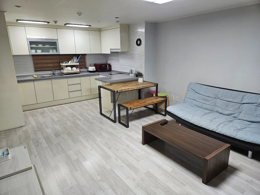 Open living area with kitchen and sofa bed (Listing ID : 38031)