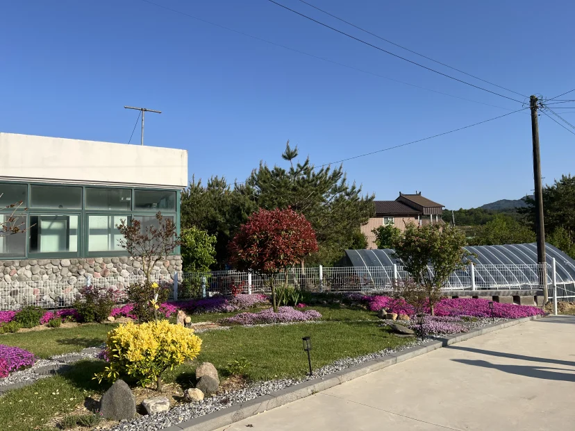 Garden with flowering shrubs, ornamental trees and a small greenhouse (Listing ID : 51184)