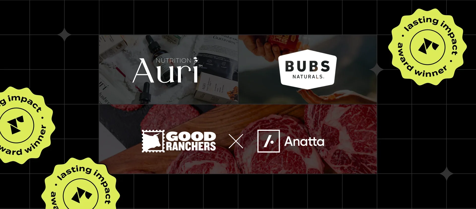 Good Ranchers, BUBS Naturals, Auri Nutrition, Anatta 4사의 협업 라인업 · 이미지 출처: Recharge