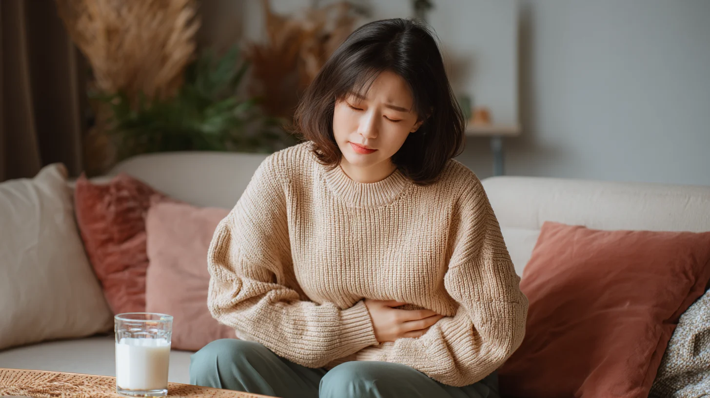 유당불내증이 있어 배가 아픈 여성