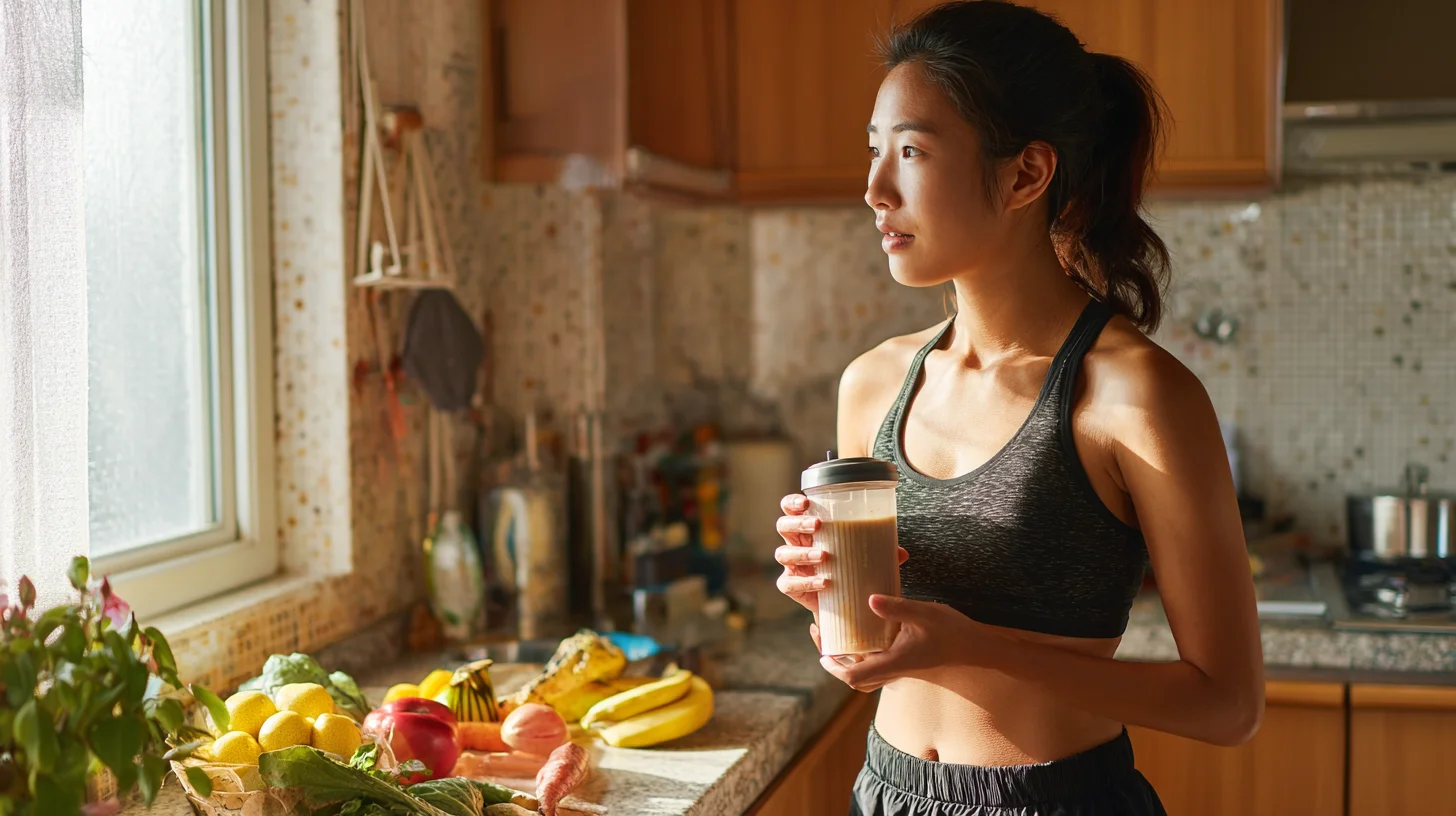 다이어트를 위해 프로틴을 섭취하는 여성