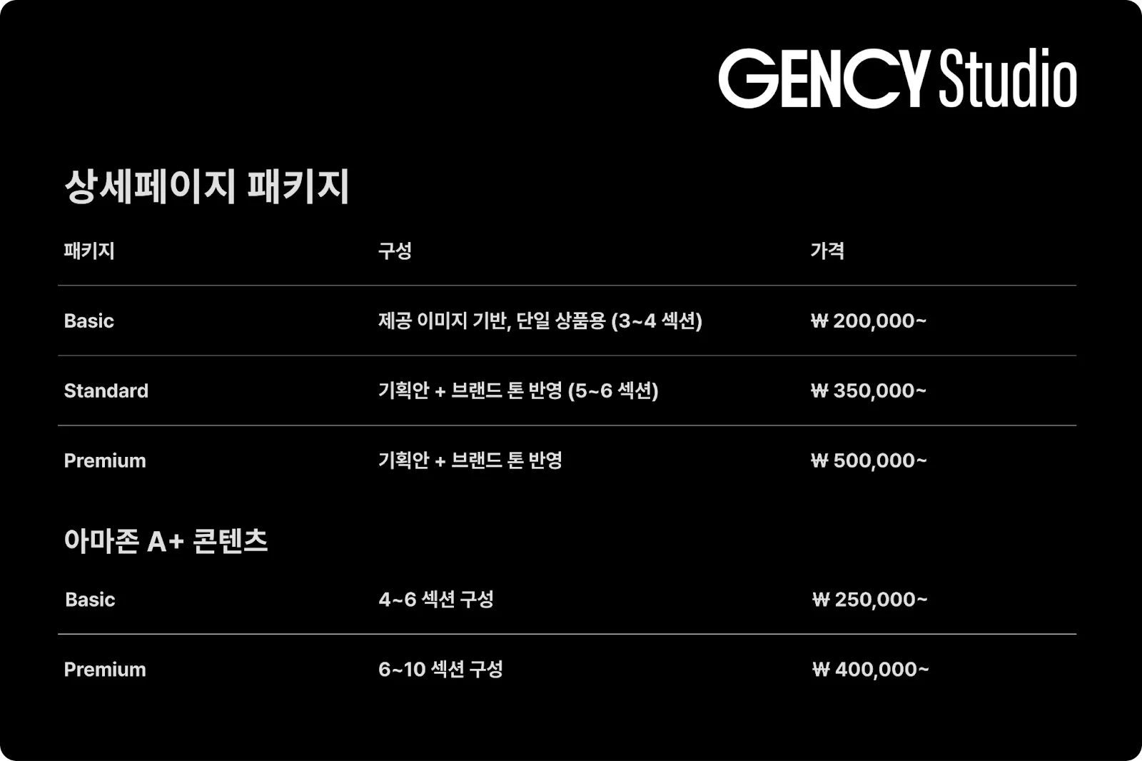 젠시-스튜디오-상세페이지-패키지별-가격-이미지