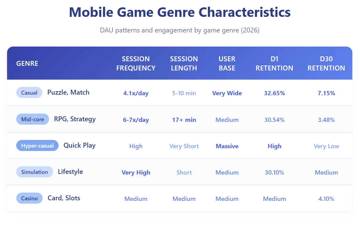 mobile game genre characteristics
