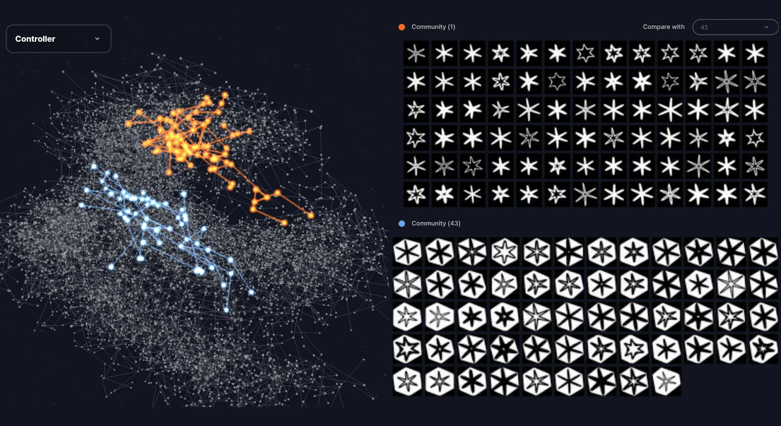 페블로스코프 - StarMNIST 합성데이터에 대한 데이터 커뮤니티 시각화 예