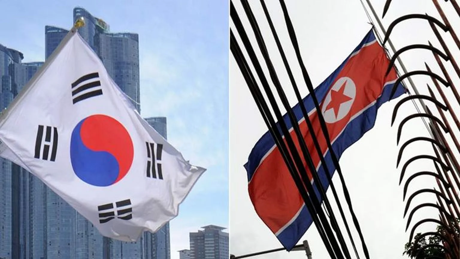 South Korean and North Korean flags
