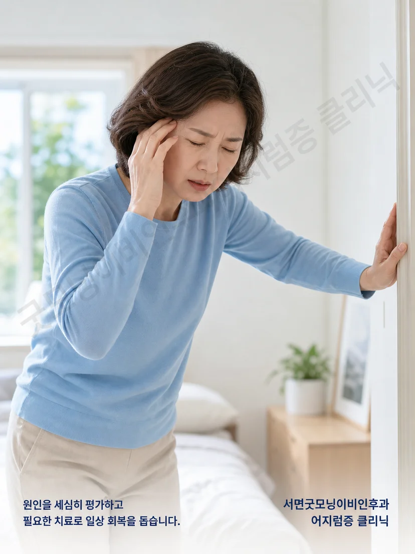 침대에서 몸을 돌릴 때 반복되는 이석증 어지럼 상황 안내