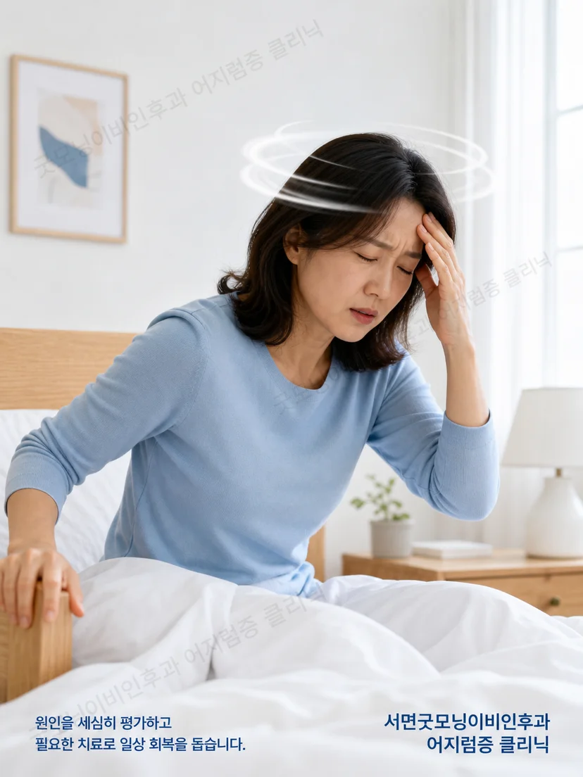 침대에서 돌아누울 때 생기는 후반고리관 이석증의 자세성 어지럼 상황