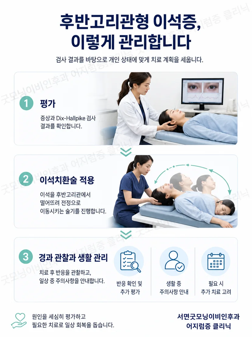 후반고리관 안의 이석을 이동시키는 이석치환술의 기본 원리