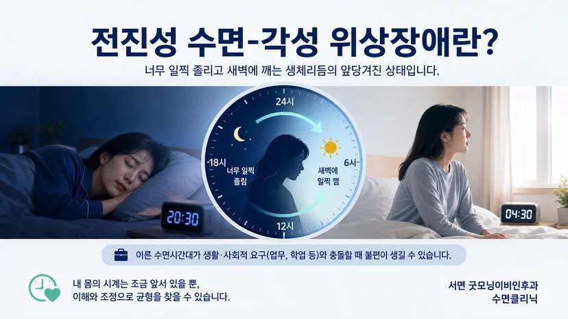 저녁 일찍 졸리고 새벽에 깨는 전진성 수면-각성 위상장애 핵심 설명