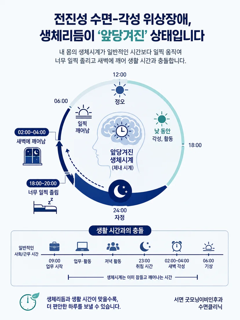 빛과 어둠에 따라 앞당겨진 생체시계가 수면과 각성을 조절하는 원리