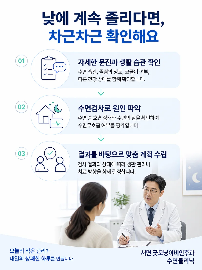 수면 시간과 주간졸림 발생 상황을 기록하는 생활 관리 이미지