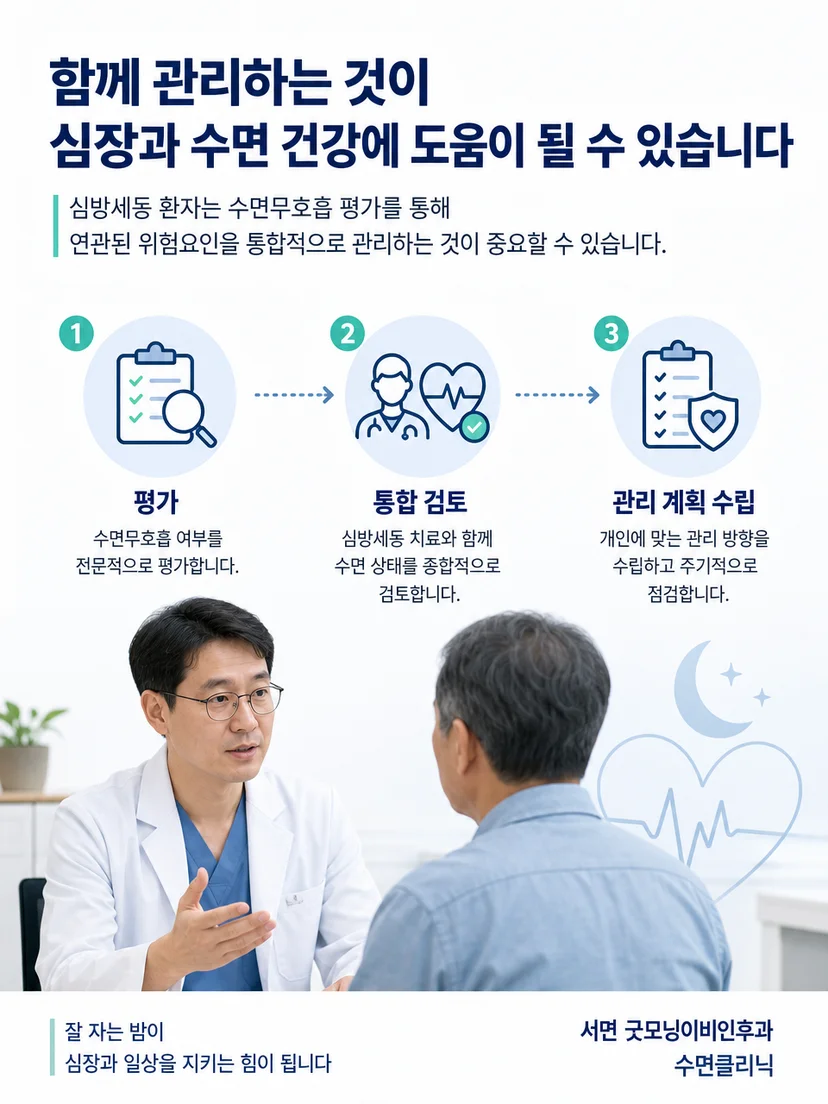 심방세동 진료와 수면무호흡 관리를 함께 이어가는 통합 관리 이미지