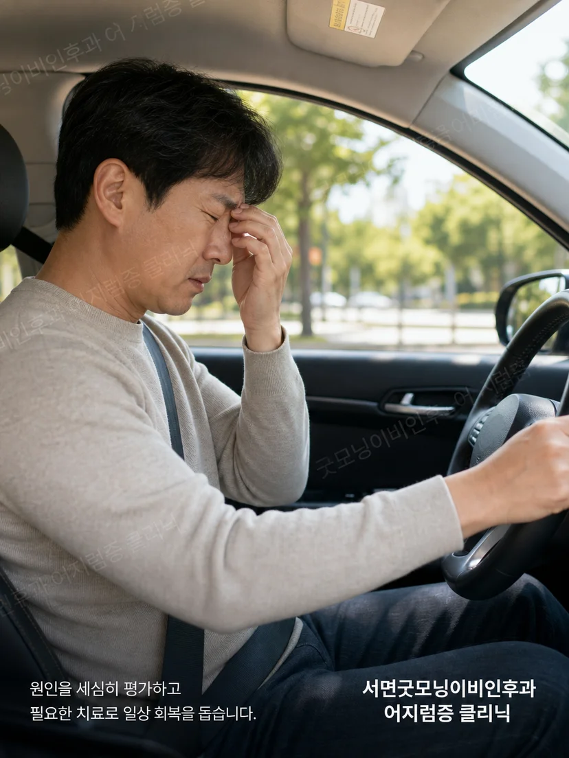 운전 중 고개를 돌릴 때 이석증 증상이 재발할 수 있는 환자 상황