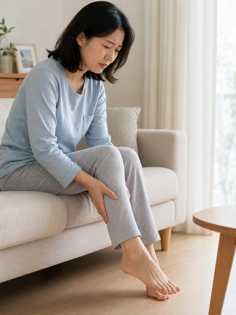 저녁에 앉아 있을 때 다리 불편감과 움직이고 싶은 충동을 느끼는 상황