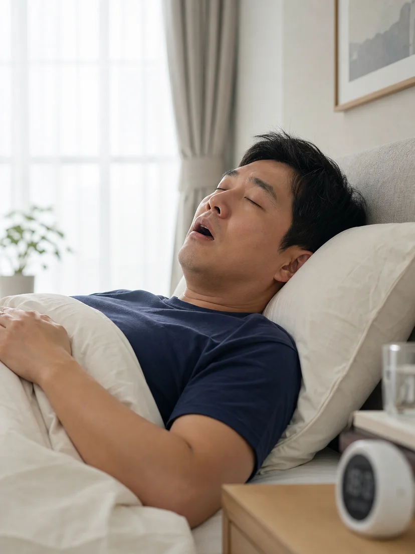 수면자세에 따라 코골이와 호흡 양상이 달라지는 상황