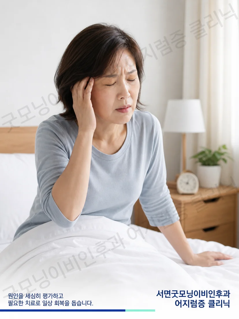 침대에서 돌아눕거나 일어날 때 나타나는 짧은 위치성 어지럼 상황