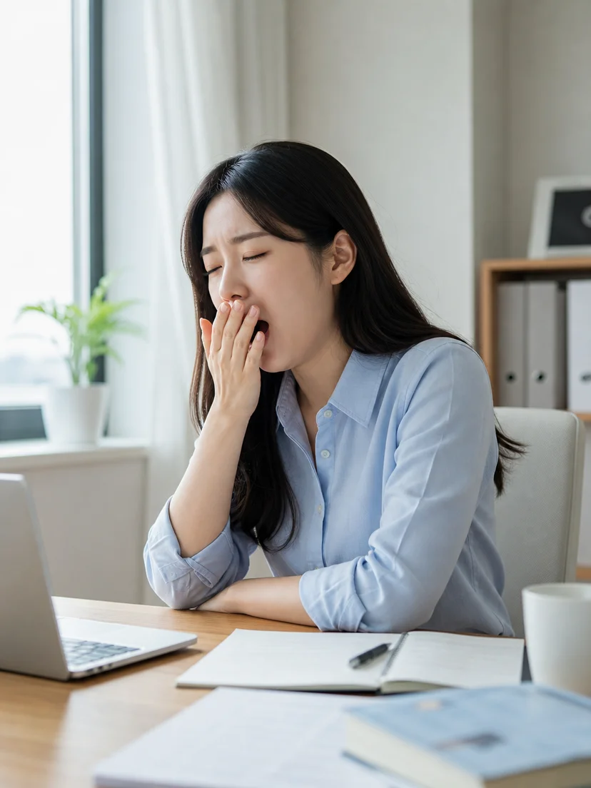 웃음이나 놀람 뒤 무릎과 얼굴에 힘이 빠지는 일상 상황