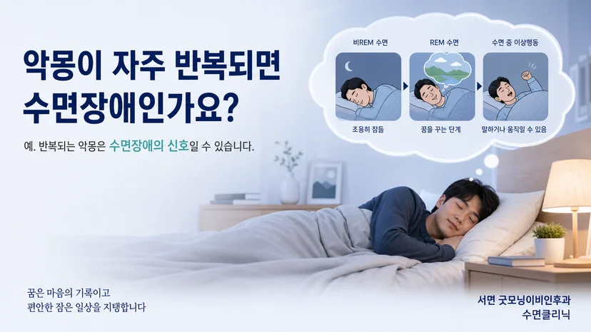반복되는 악몽을 수면과 일상 영향으로 살펴보는 안내 이미지
