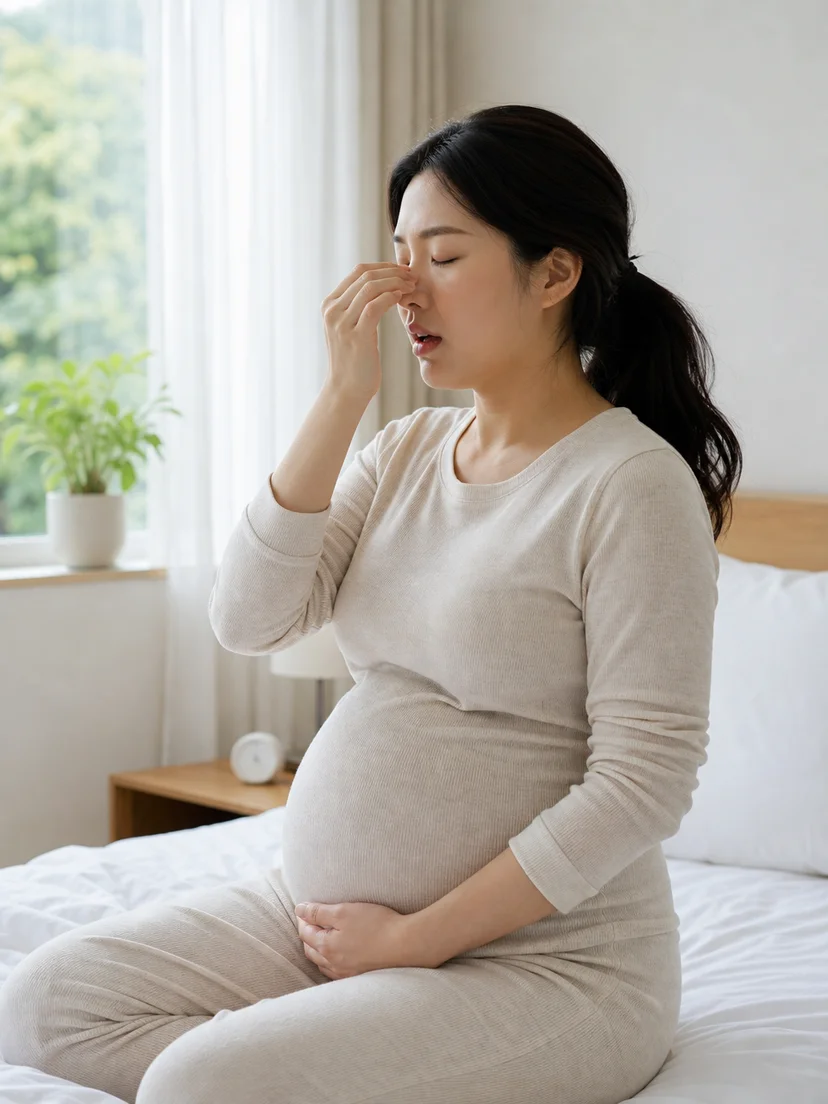 임산부의 수면과 코골이 변화를 관찰하는 생활 장면