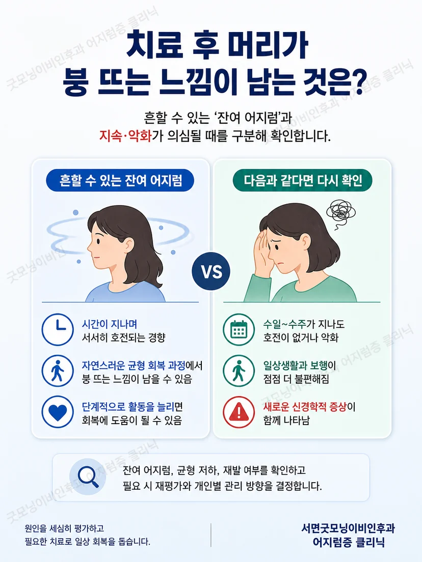 잔여 어지럼과 이석증 재발 가능성을 구분하는 핵심 증상