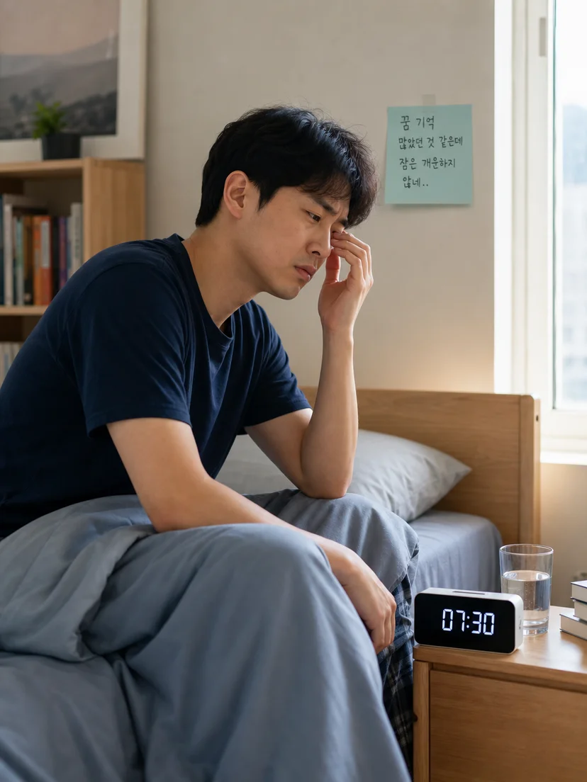 아침에 꿈의 내용은 기억나지만 수면 상태를 판단하기 어려운 상황
