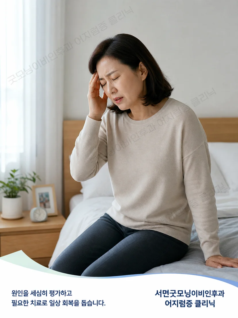 돌아눕거나 일어날 때 반복되는 자세 유발 어지럼 상황