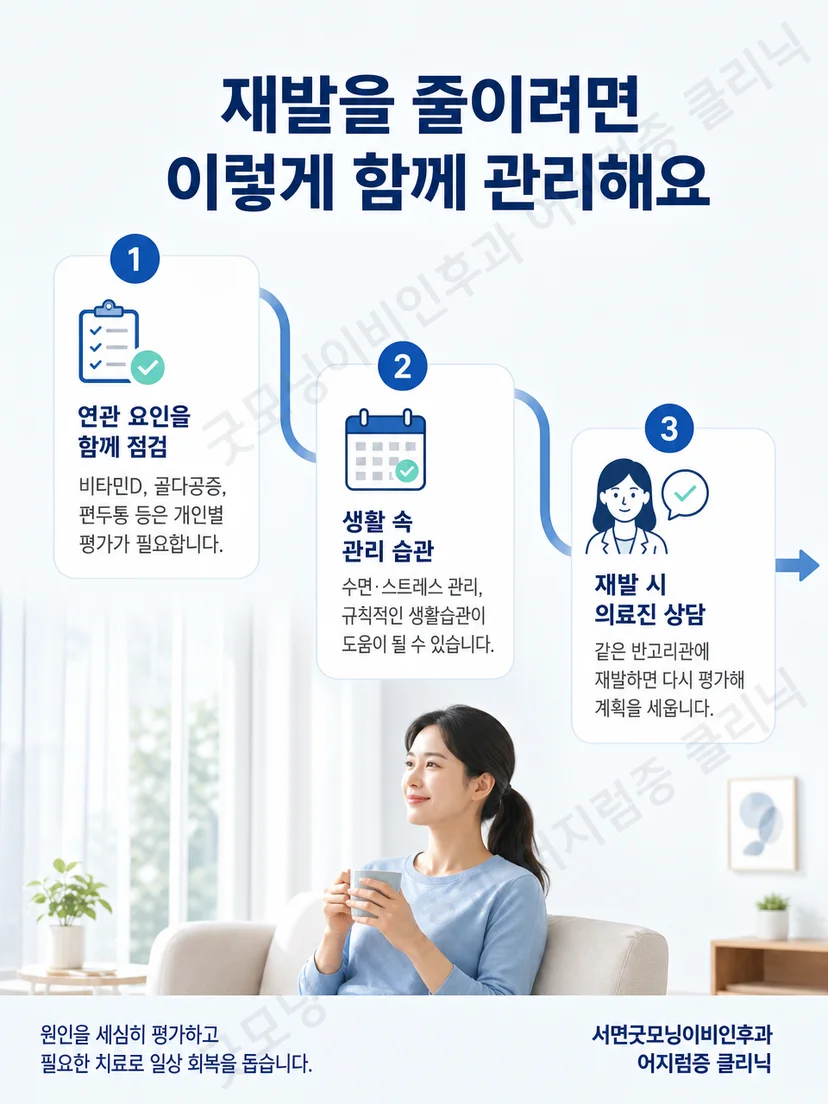현재 반고리관 위치를 확인한 뒤 관리 방향을 정하는 과정