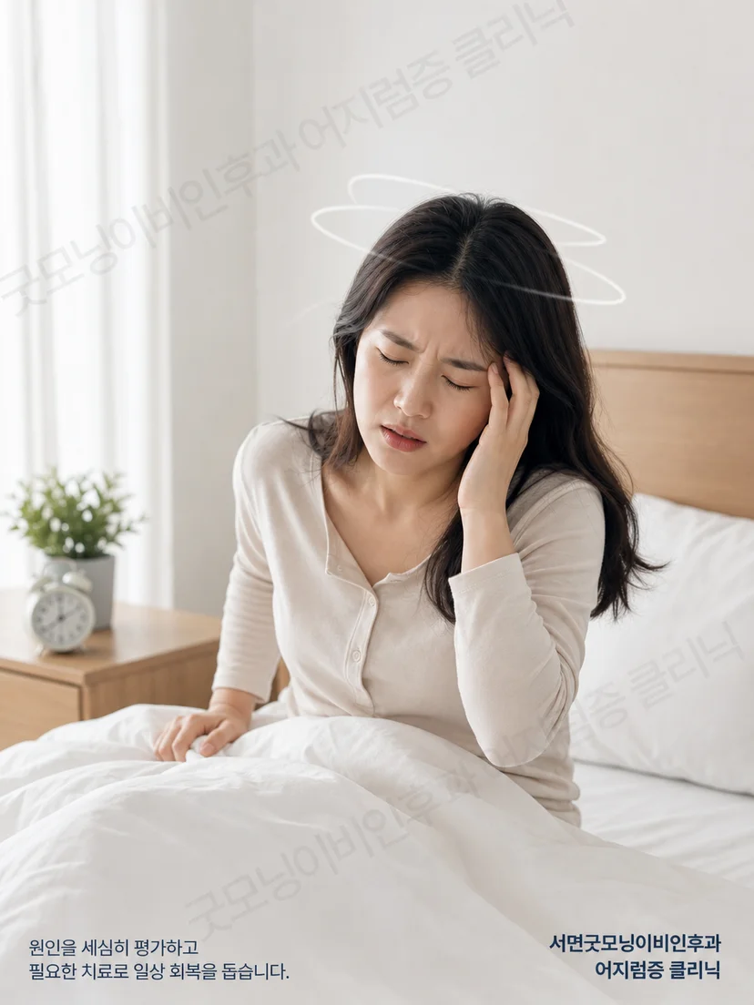 침대에서 고개를 돌릴 때 발생하는 자세성 어지럼 상황