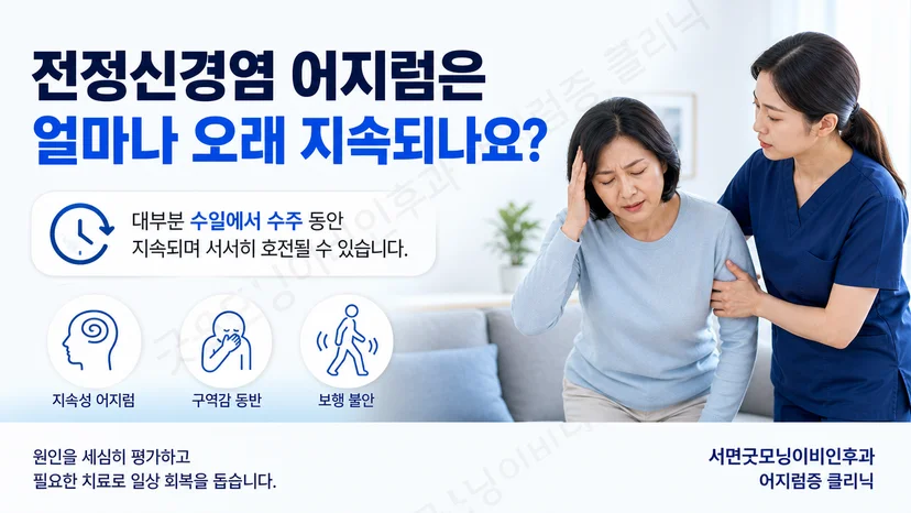 전정신경염의 급성 어지럼과 회복 경과를 설명하는 대표 이미지