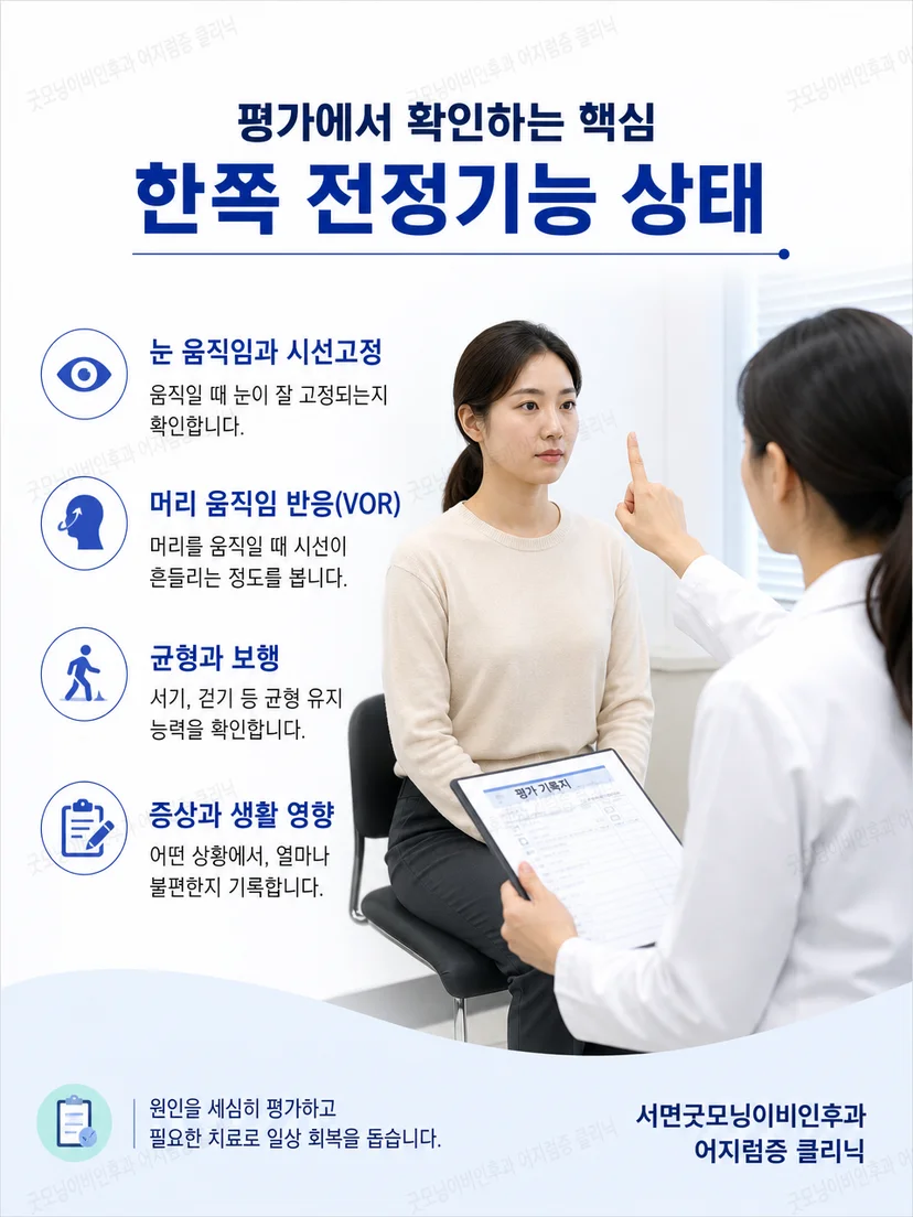 머리 움직임 중 전정안반사를 확인하는 전정기능 평가
