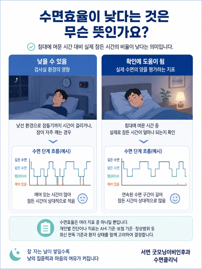 수면효율을 다른 수면 지표와 구분해 해석하는 주의점 이미지