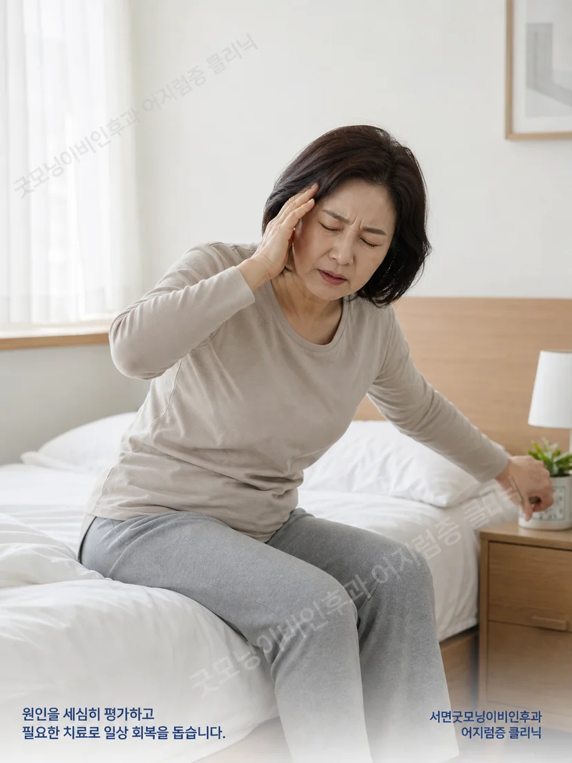 누울 때와 고개를 돌릴 때 발생하는 자세성 어지럼 증상 상황