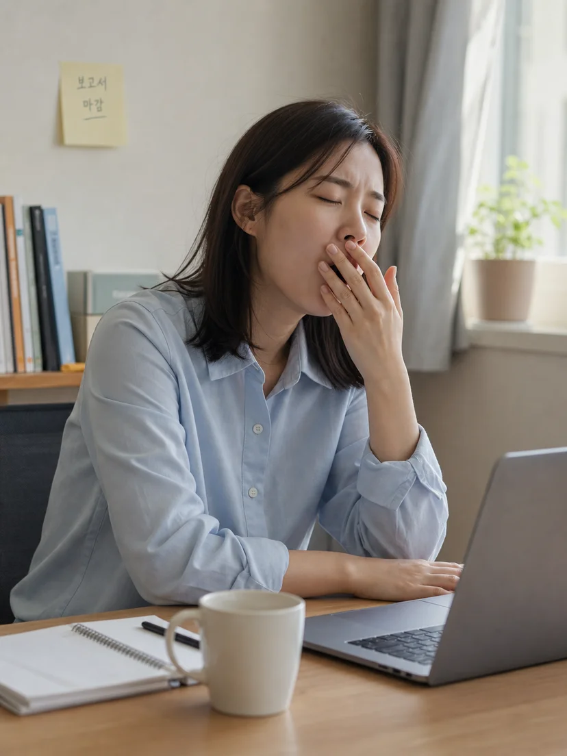 입면 환각과 낮 졸림이 일상에 미치는 영향을 보여주는 이미지