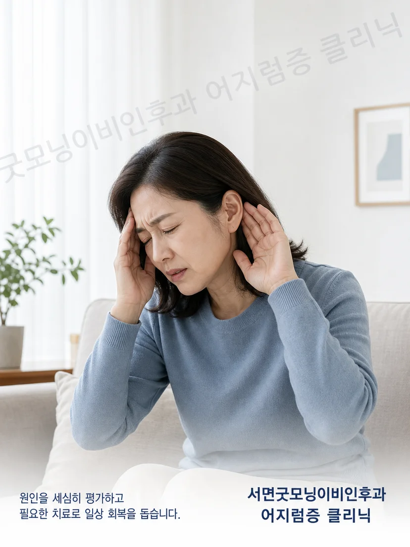 반복되는 어지럼과 이명 및 귀충만감의 시간 양상을 보여주는 이미지