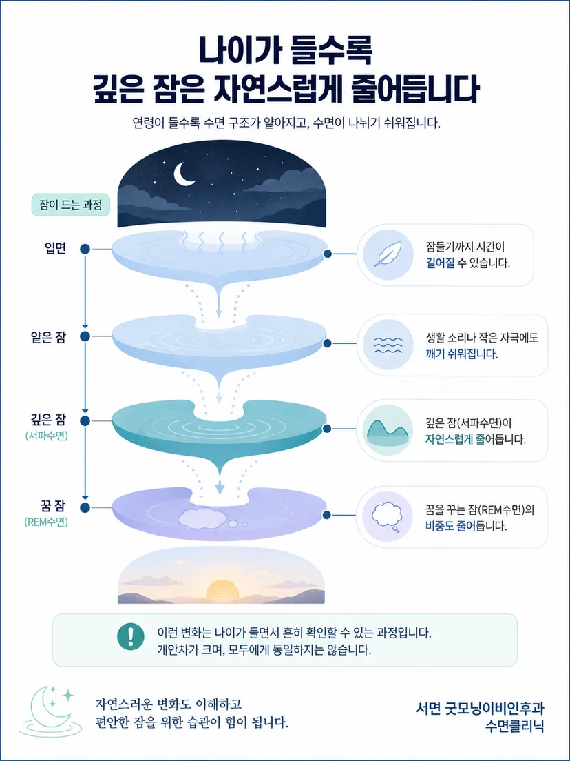 얕은 잠과 깊은 잠이 반복되는 수면 구조 설명