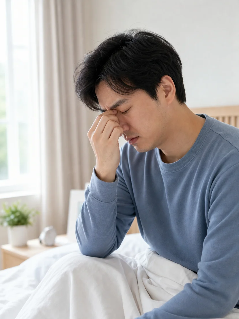 수면검사 전 눈과 턱 센서가 낯설게 느껴지는 환자 상황