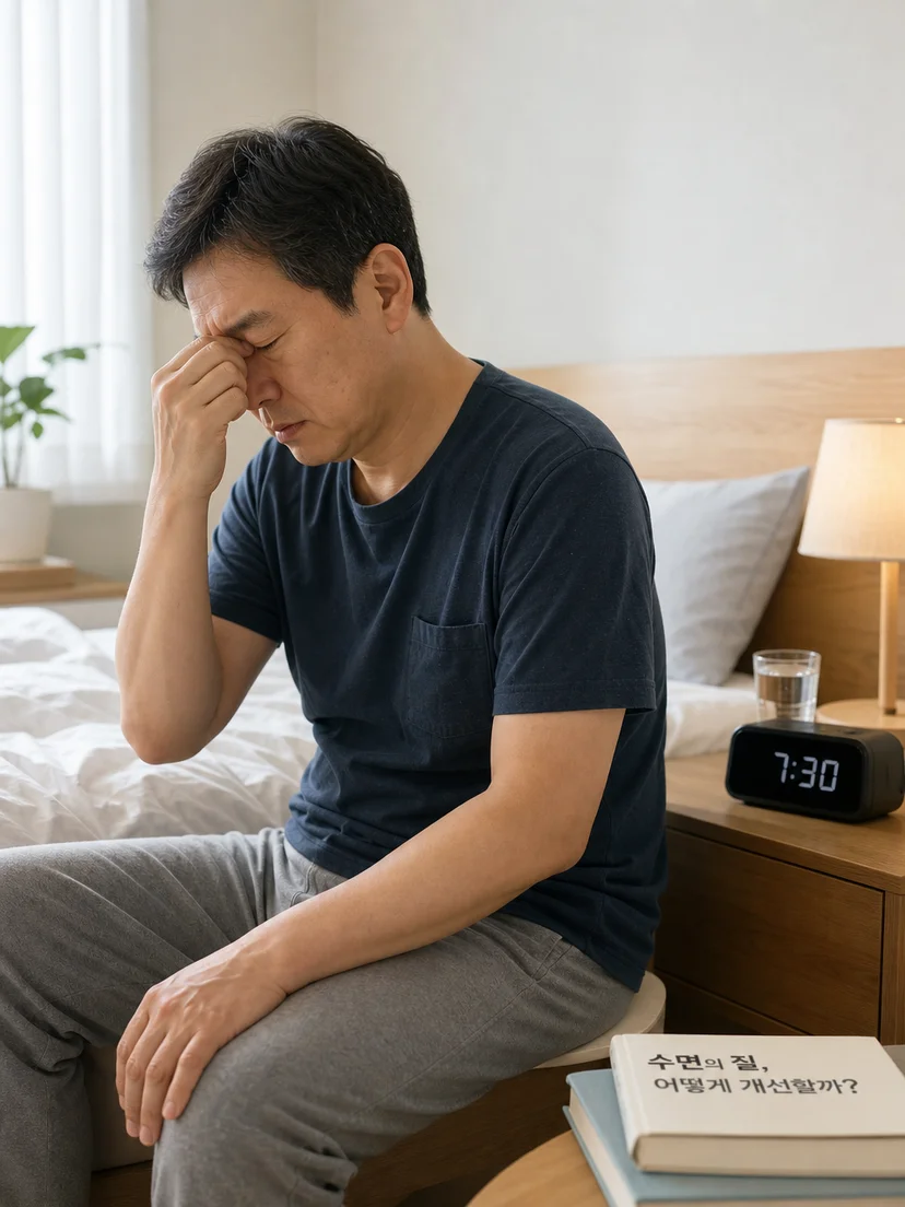 수면 중 호흡 증상과 낮 동안 불편을 상담하는 환자 상황