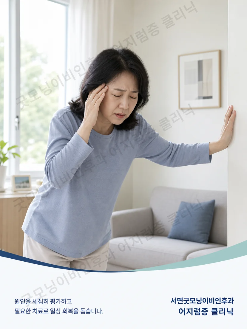 급성 어지럼 환자의 구역과 보행 불안을 보호자가 돕는 상황