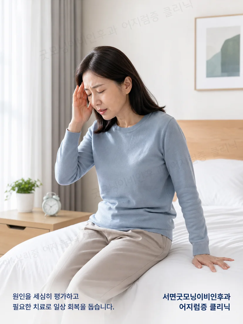 머리 위치 변화로 어지럼이 나타나는 환자 상황 설명