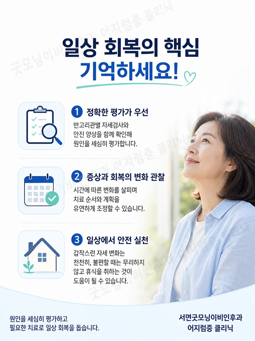 앞반고리관형 이석증 진단과 관리의 실천 요약 그림