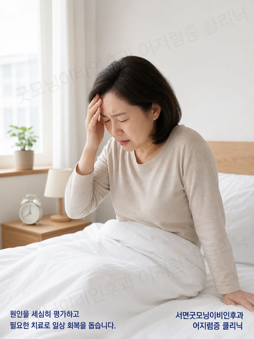 침대에서 돌아눕거나 일어날 때 발생하는 어지럼 상황