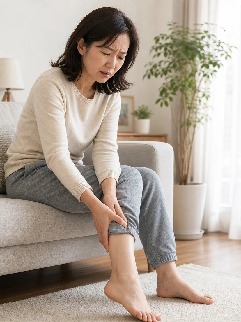 잠자리에 누웠을 때 다리 불편감을 느끼는 상황
