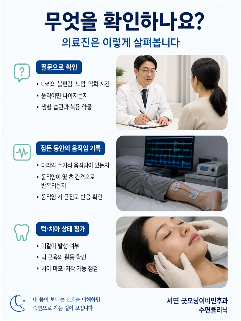 수면 중 다리 근육 활동을 확인하는 평가 과정